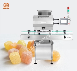 What is the average speed of a gummy packaging machine and how does it impact production capacity?